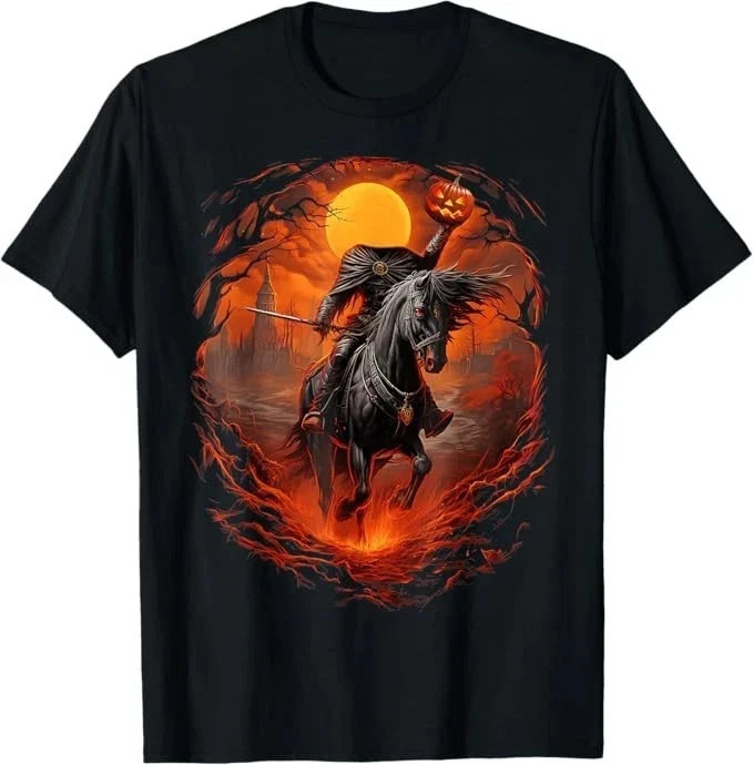 Scary Pumpkin Headless Horseman Halloween T-Shirt