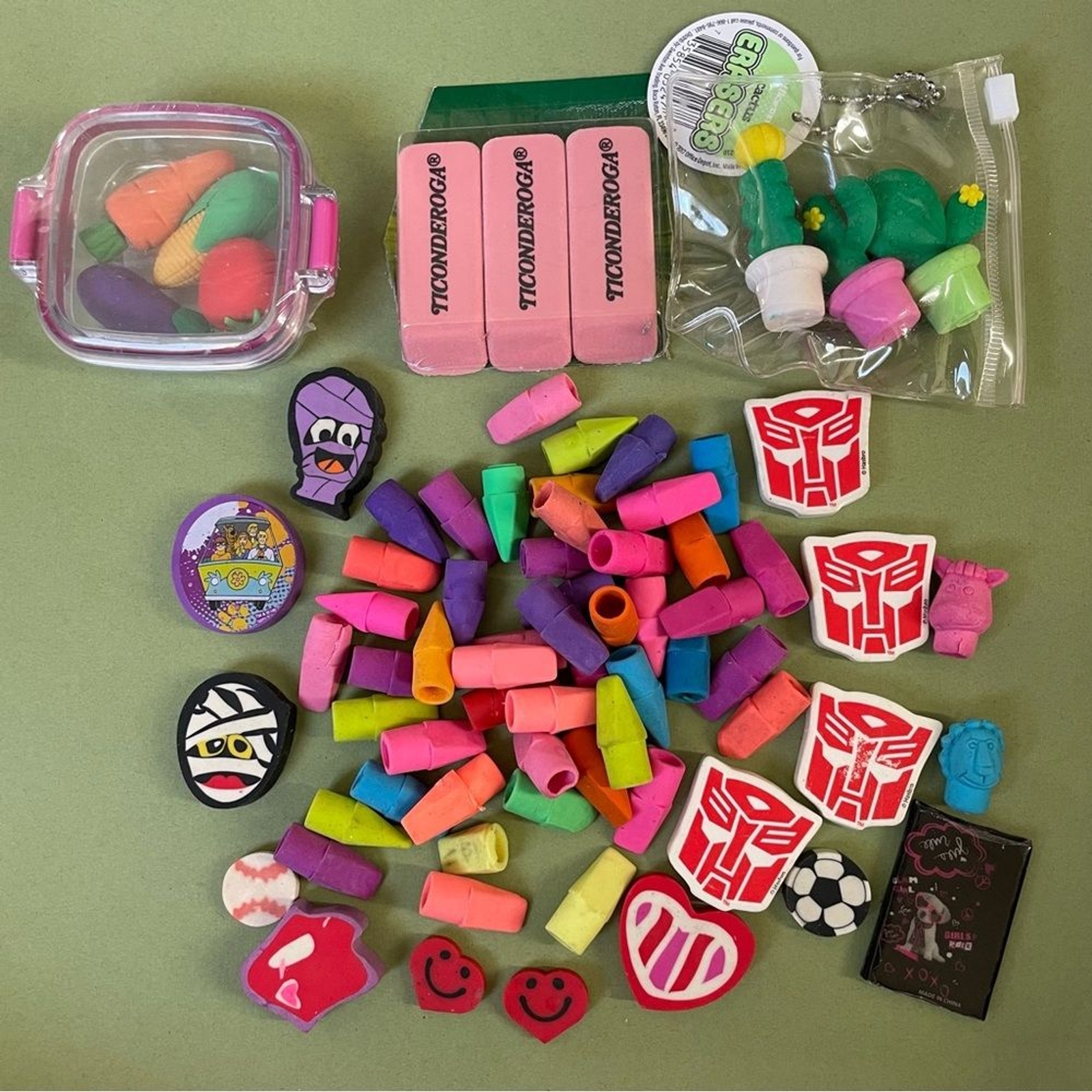 Mixed lot Erasers Pencil rectangle characters kids school art supplies fun gift