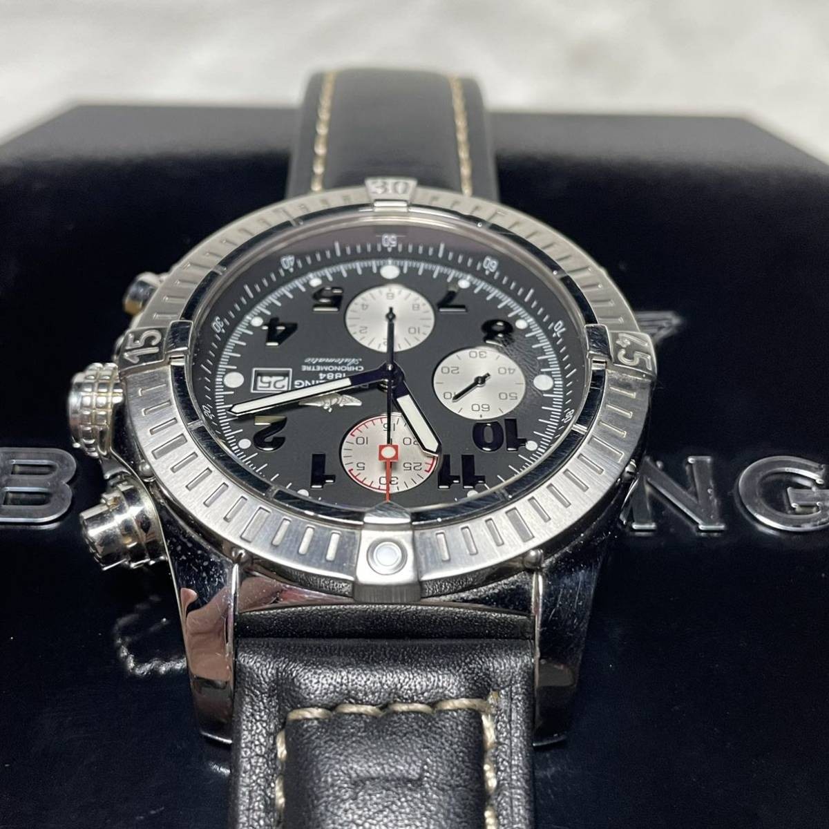 BREITLING Super Avenger Chronograph A13370 Automatic Date Men's Wristwatch w/Box