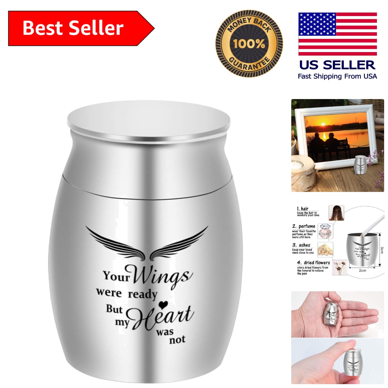 Elegant Mini Cremation Urn for Ashes - 1.57 Inch Keepsake with Velvet Pouch