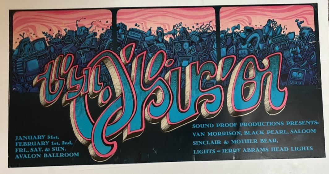 Vintage Original 1969 VAN MORRISON Avalon Concert Poster RICK GRIFFIN Junkyard