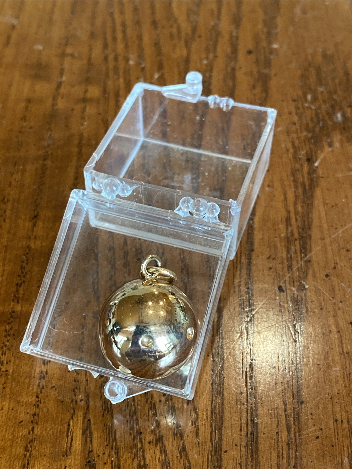 Vintage 1950’s 5/8” Round Brass Gold Toned Bowling Pendant Fob Keychain Charm