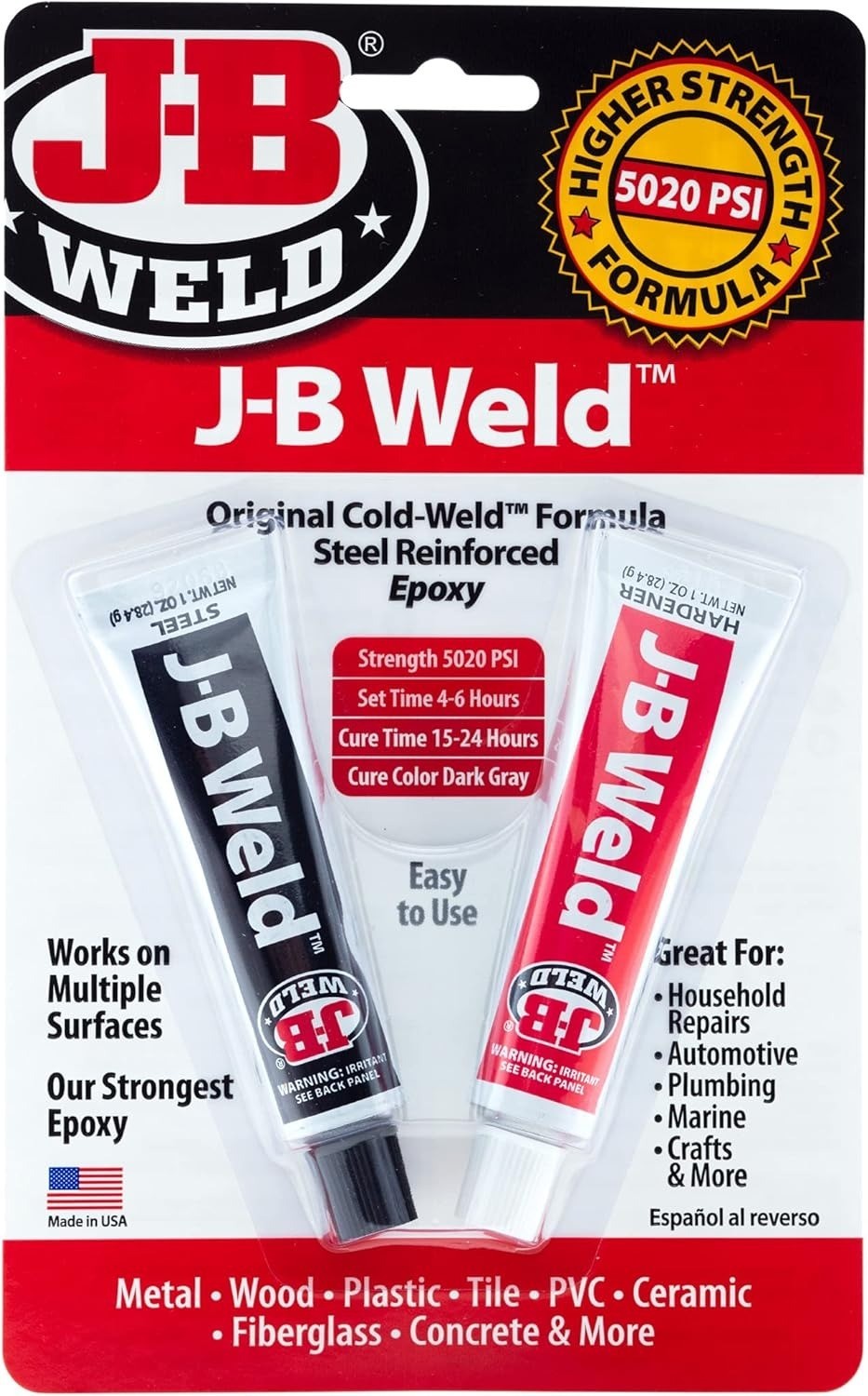 Strongest Metal Steel Aluminum Bond Adhesive Cold Weld Reinforced Epoxy Glue 2Oz