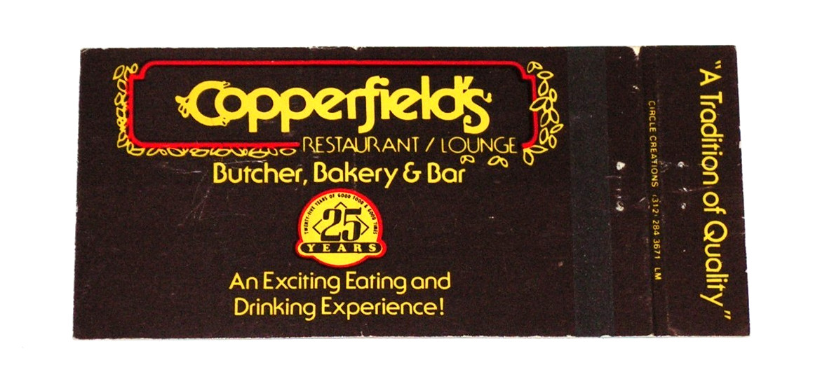 Vintage Copperfield's Restaurant Lounge Matchbook Cover Chicago Illinois IL