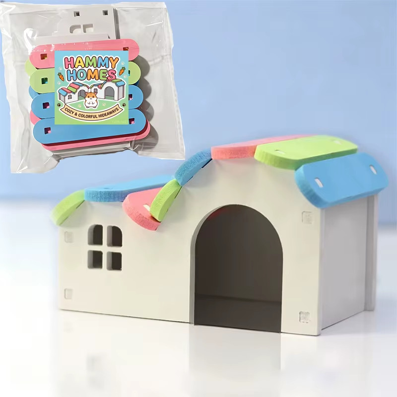 Round Hamster House DIY Wooden Gerbil Hideout Rainbow Bridge Suitable for Small 