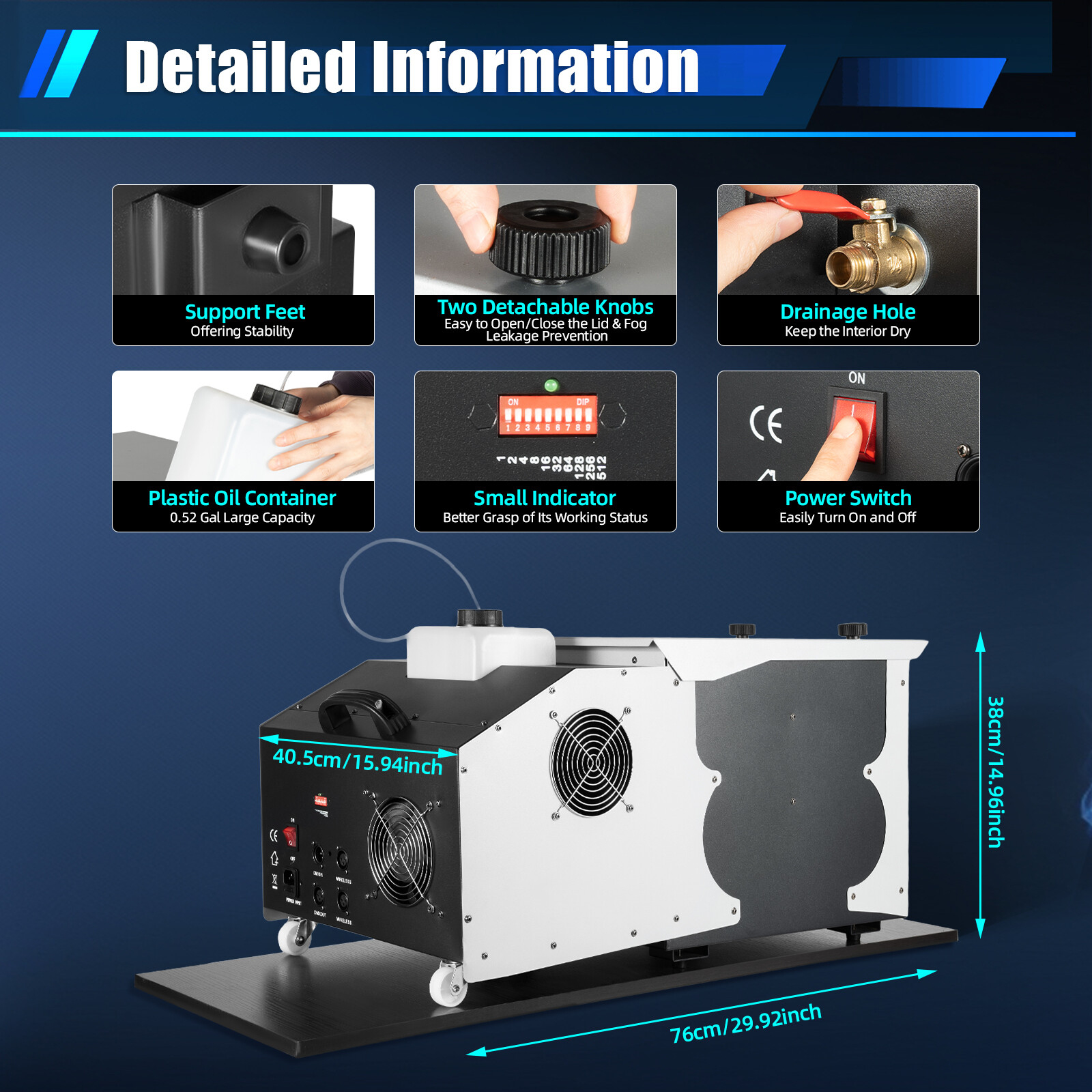 Low Lying Smoke Fog Machine DMX DJ Stage Effect Fogger w/ Remote 1500W NEW USA