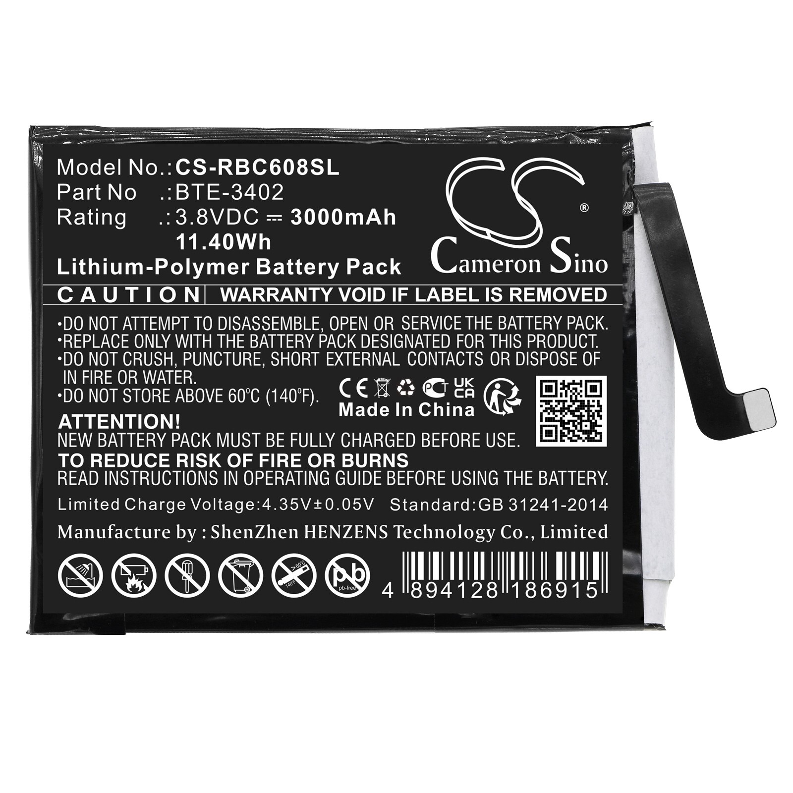 BATTERIE 3000mAh Type BTE-3402 For Orbic Joy ORB608LBVZPP Q10 4G RC608L RC609L