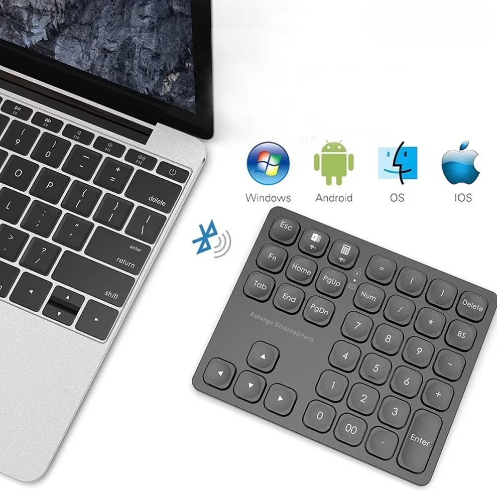 Double Bluetooth Number Pad Wireless Numeric Keypad 36-Keys External Numpad
