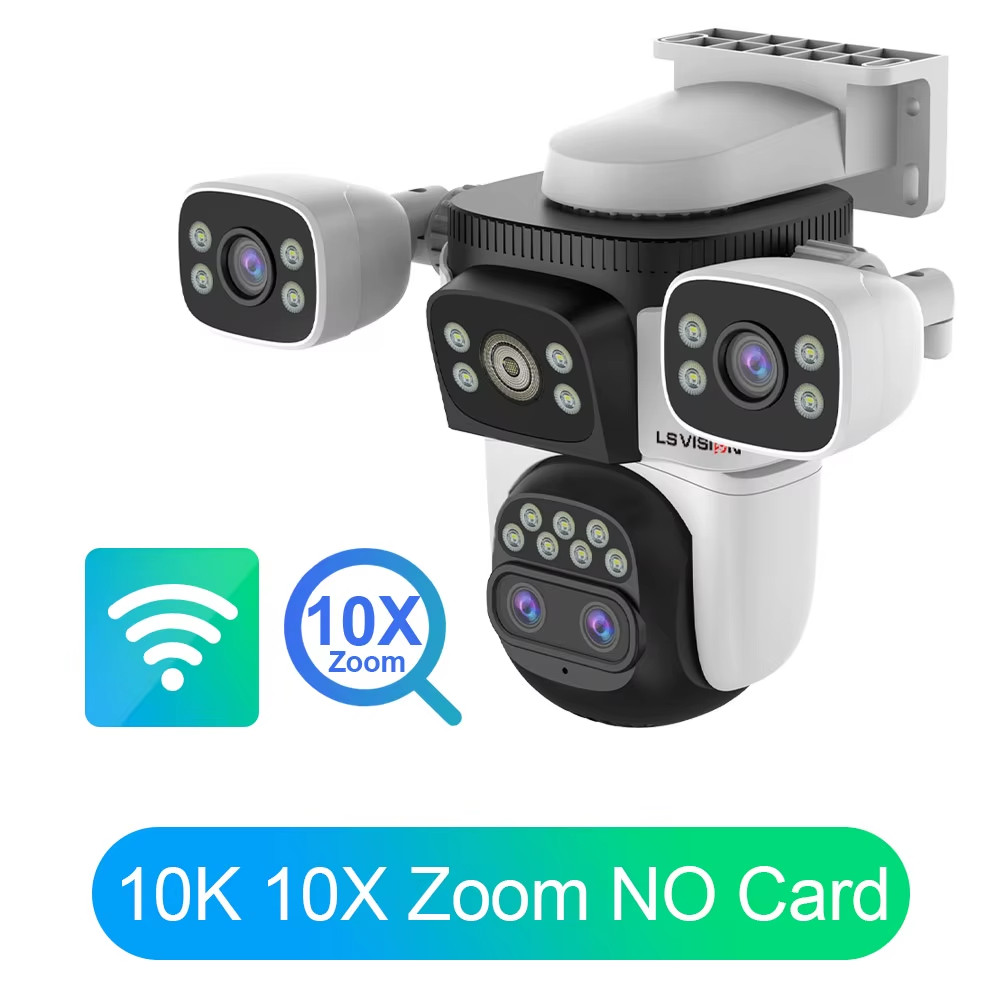 LS VISION 20MP Wifi Surveillance Camera 10X Zoom 4*Screens Outdoor Wireless Secu