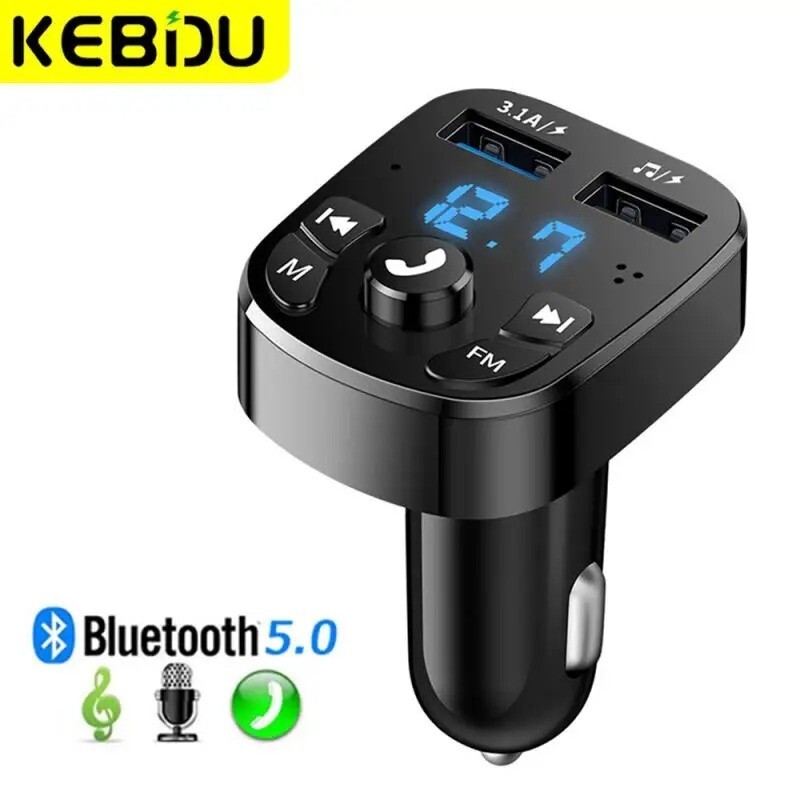 FM Transmitter Car Bluetooth 5.0 Car Radio Adapter Dual USB Charger for Phone