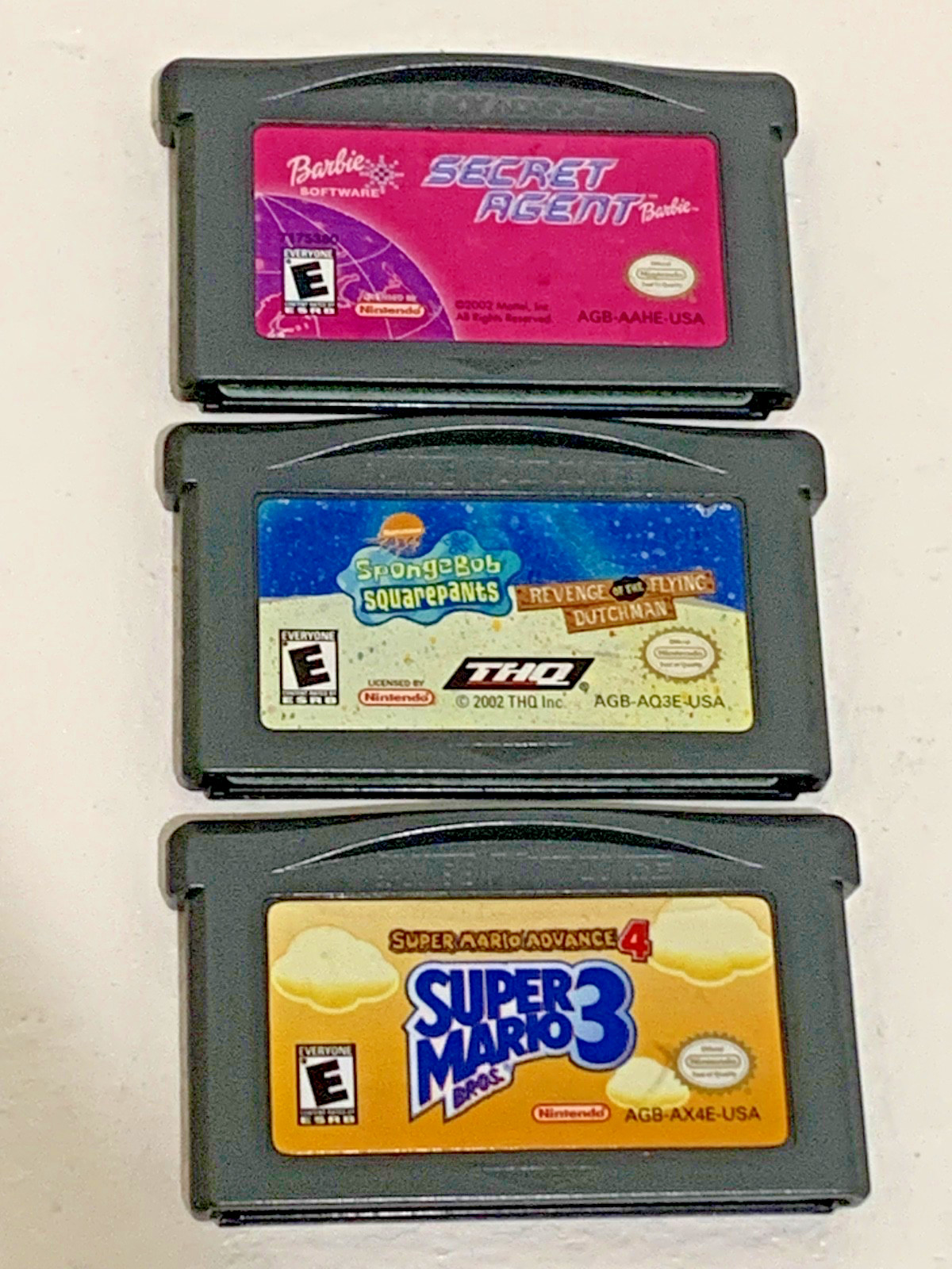 GameBoy Advance Games Mario Bros 3, Barbie & SpongeBob (Lot of 3)