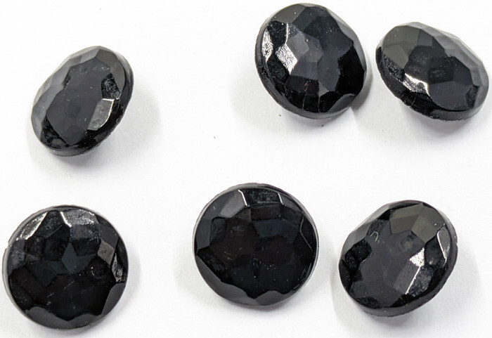 Antique Victorian 1800s Black Mourning Funeral Button 16pc 13mm Glass C29-18