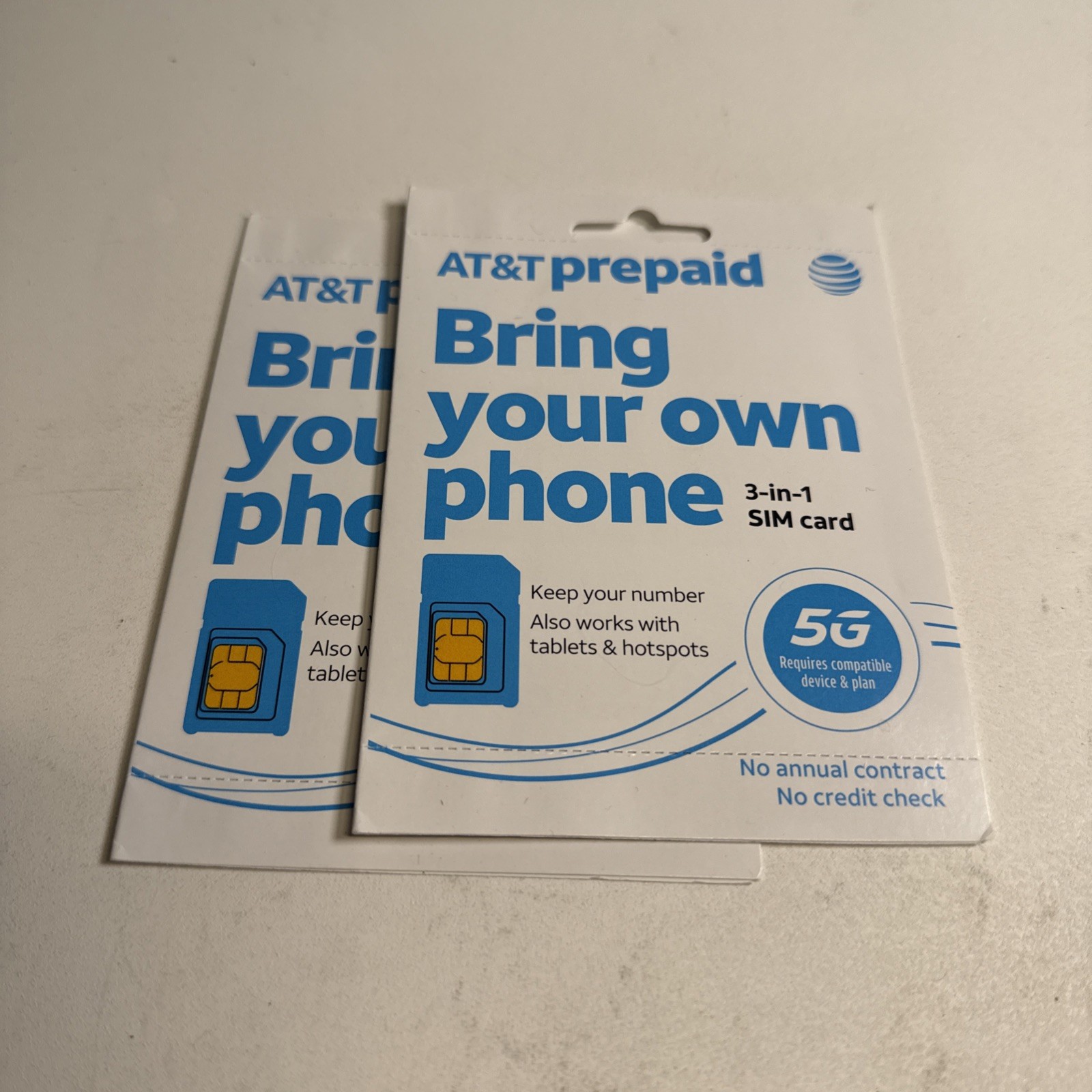 AT&T Prepaid Bring Your Phone Tablet Sim Kit | Universal 3-in-1 Sim lot of 2!