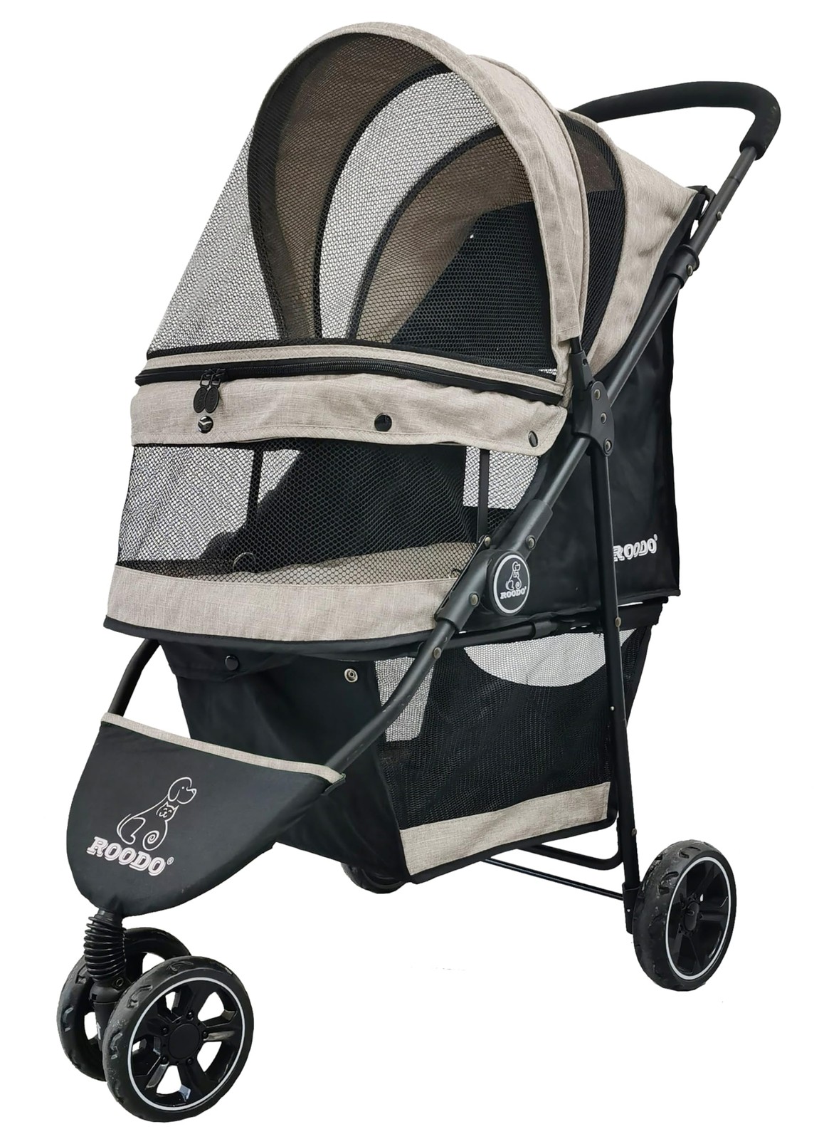 Stroller Pet 3 Wheel Portable Lightweight up to 30lb Light Khaki Foldable ROODO
