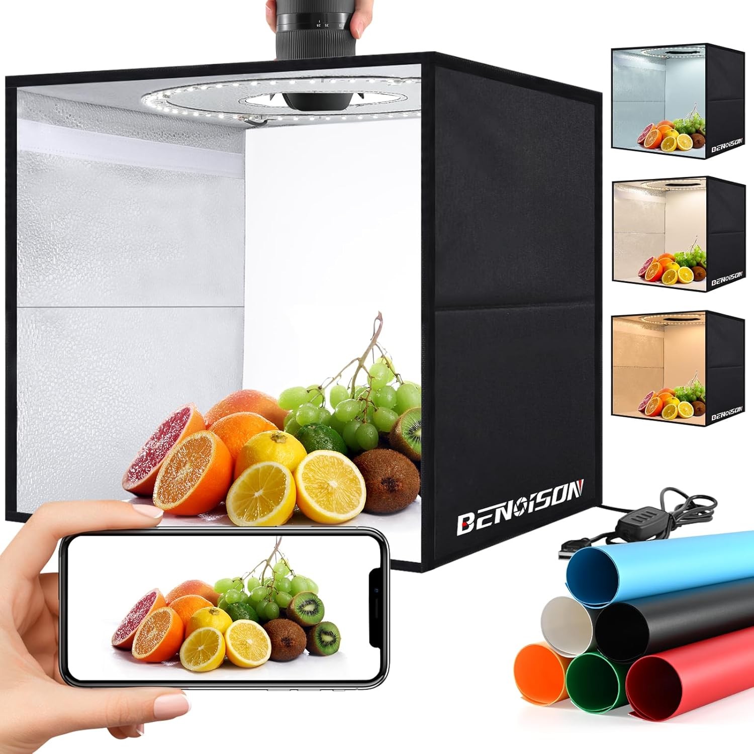 Light Box Photography 16"x16"x12" Portable Shooting Tent W/ 120 LEDs