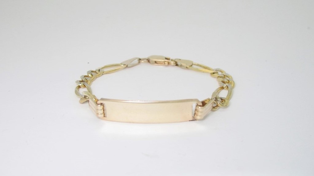 Childrens Solid Gold Bracelet Fine Jewelry ID Medical Figaro 10K Size 5.25 B100