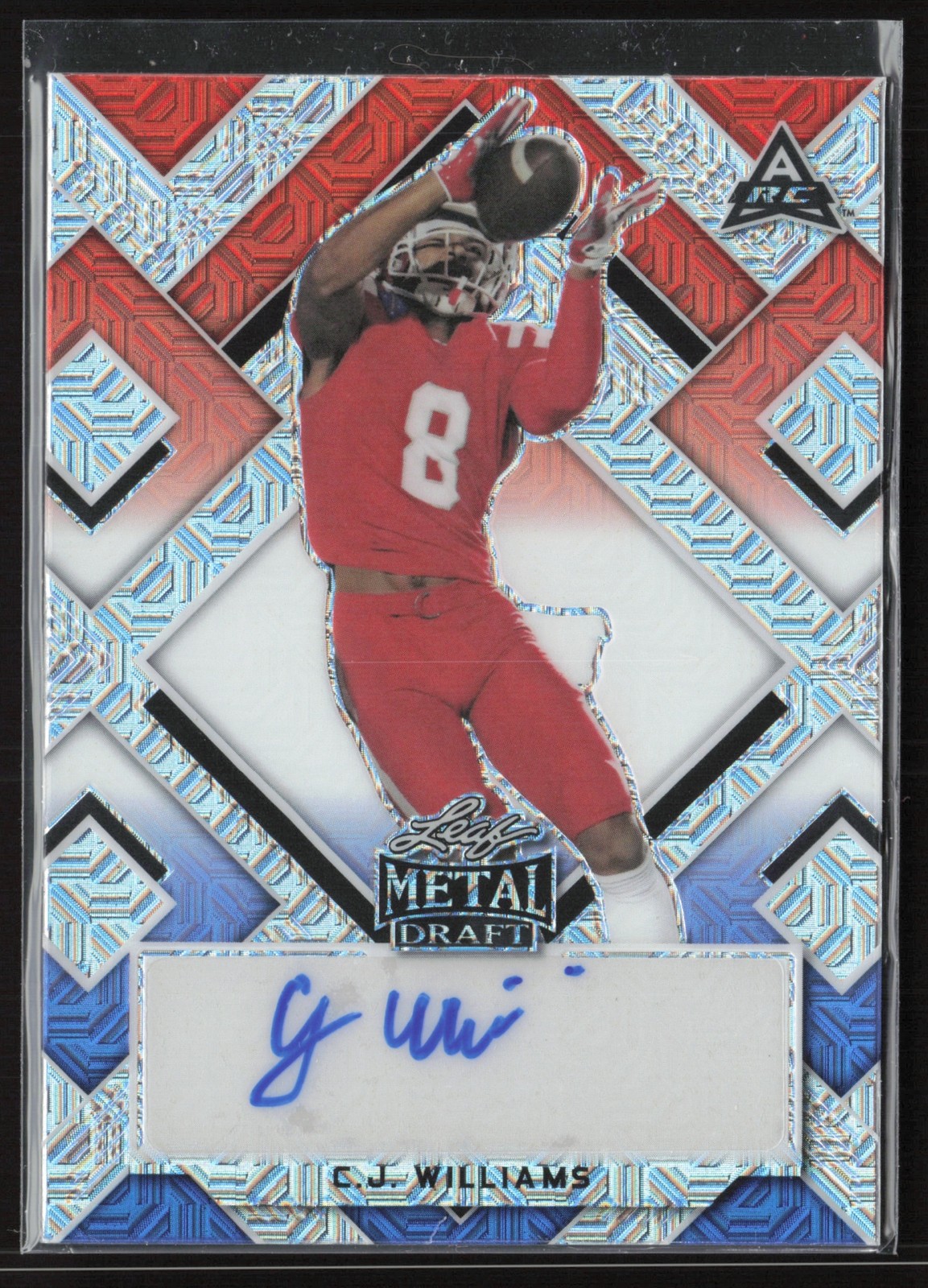 2024 Leaf Metal C.J. Williams Auto Red White Blue Mojo /3 #BA-CJW