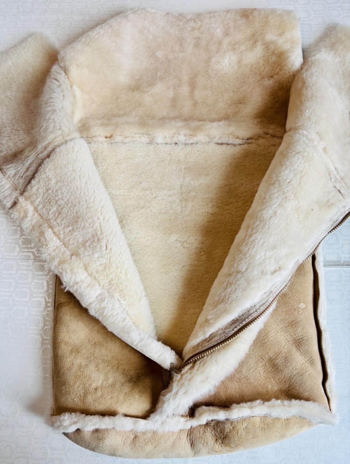 SHEARLING SHEEPSKIN LAMBSWOOL SUEDE BABY STROLLER ZIP SACK SLEEPING BAG