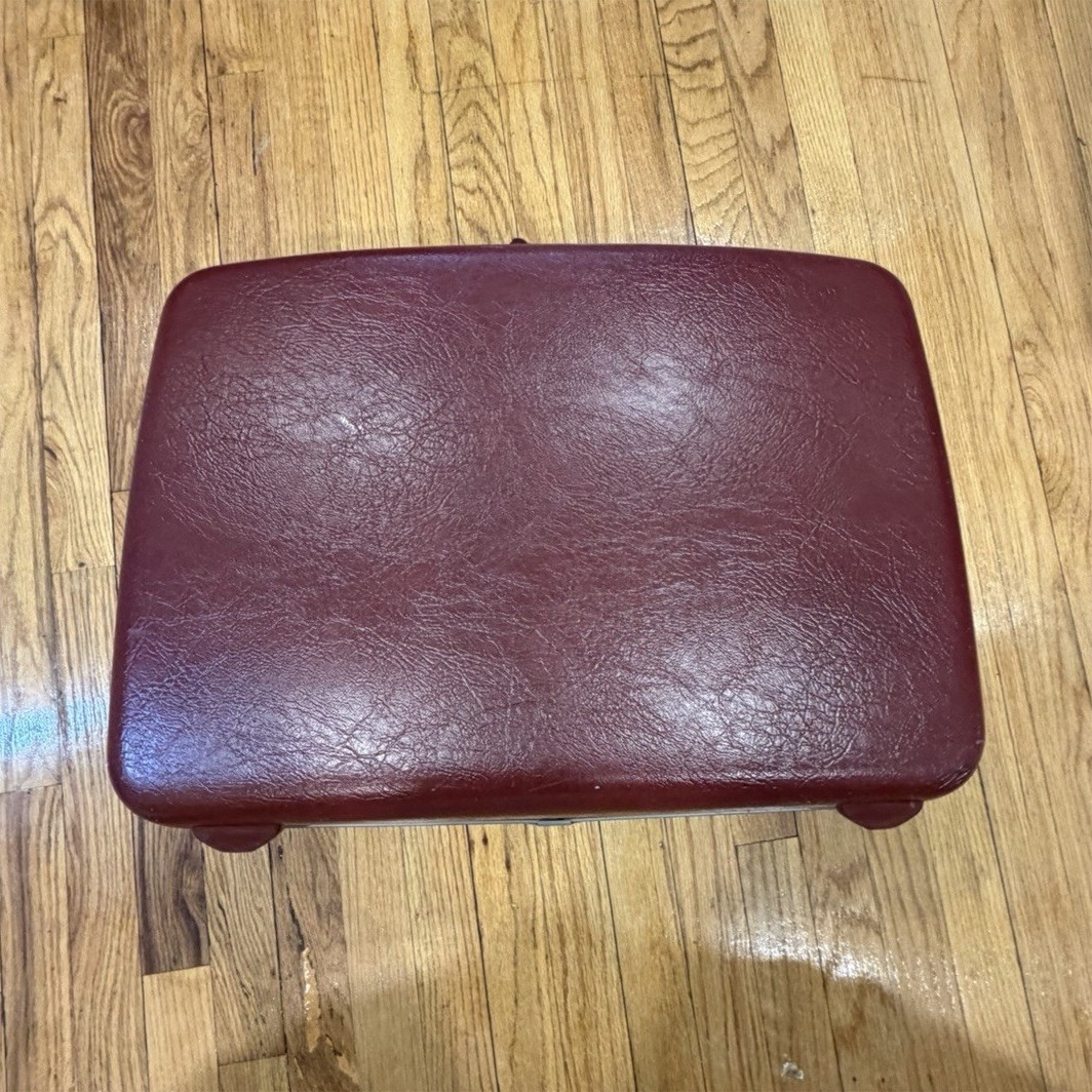 Vintage 1960s Hard Shell Red Vinyl Suitcase with Locking Feature Up to 40L