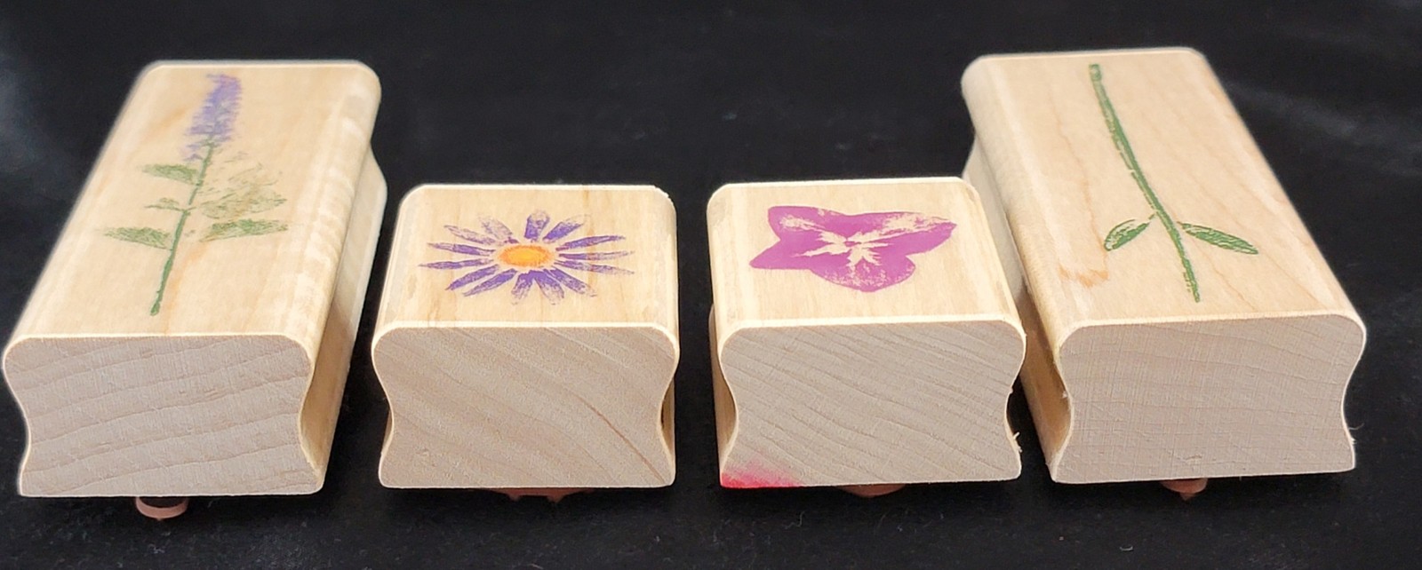 Inkadinkado 93551 Flower Sprigs Blooms Rubber Ink Stamps 1.5-3.5" Lot x4