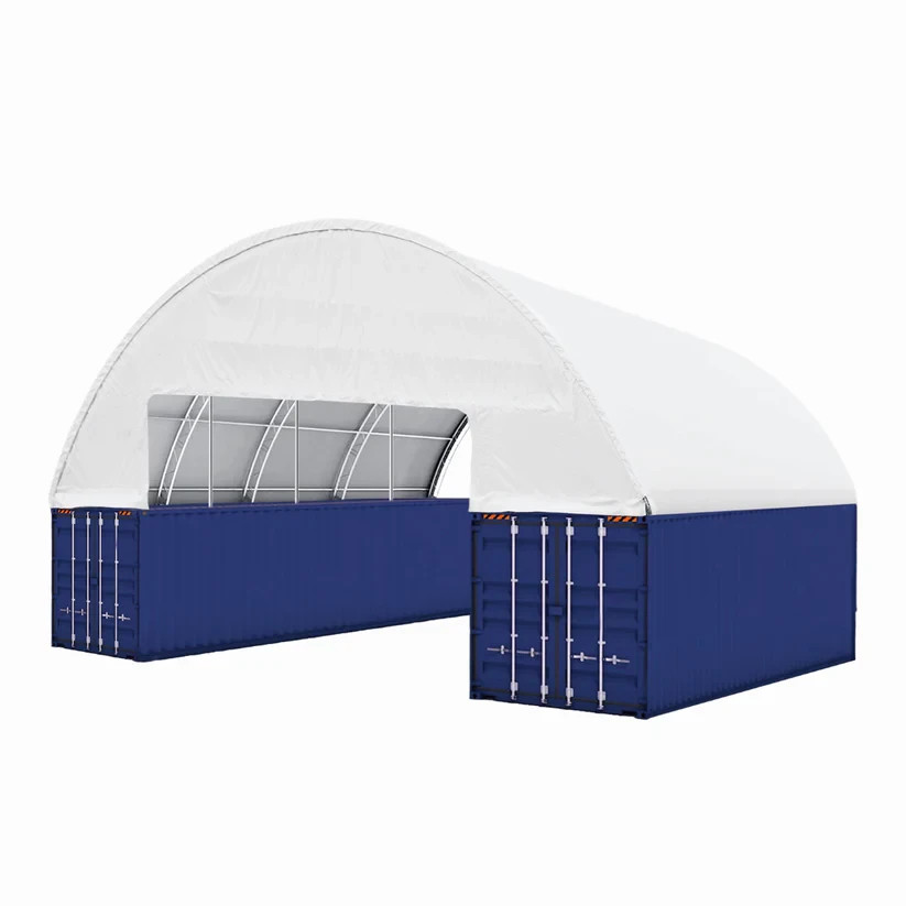 60x40x15' Container Shelter Canopy | 22OZ PVC Double Truss | Industrial Tent