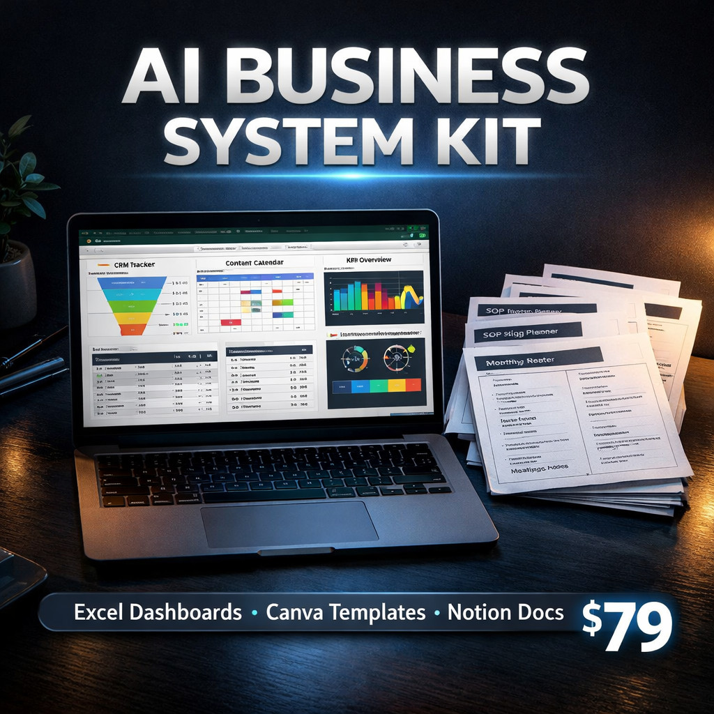 AI Business System Kit – Canva SOP Templates + Excel Dashboards