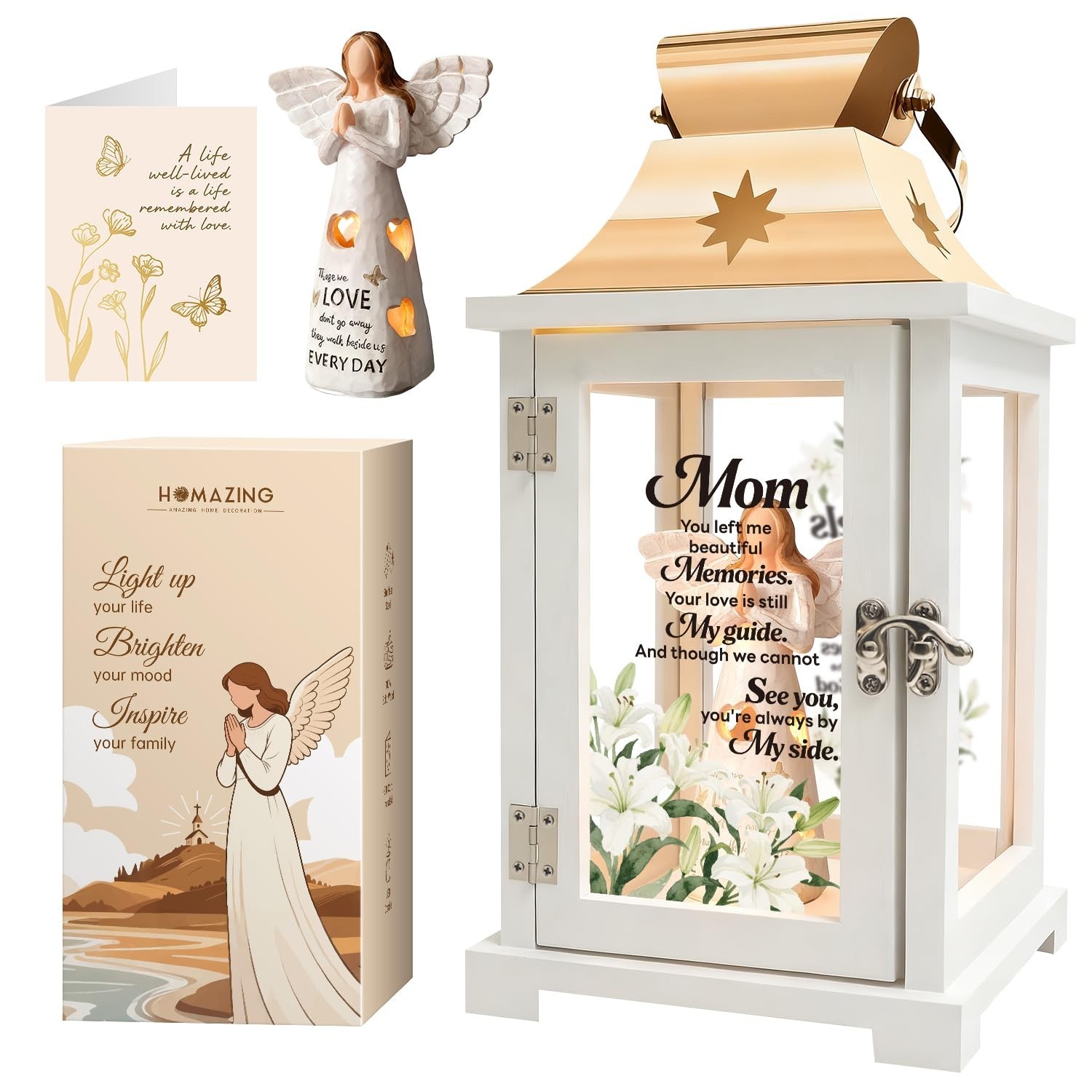 Remembrance Angel Memorial Lantern - Memorial Gifts for Loss of Mother, Thoug...