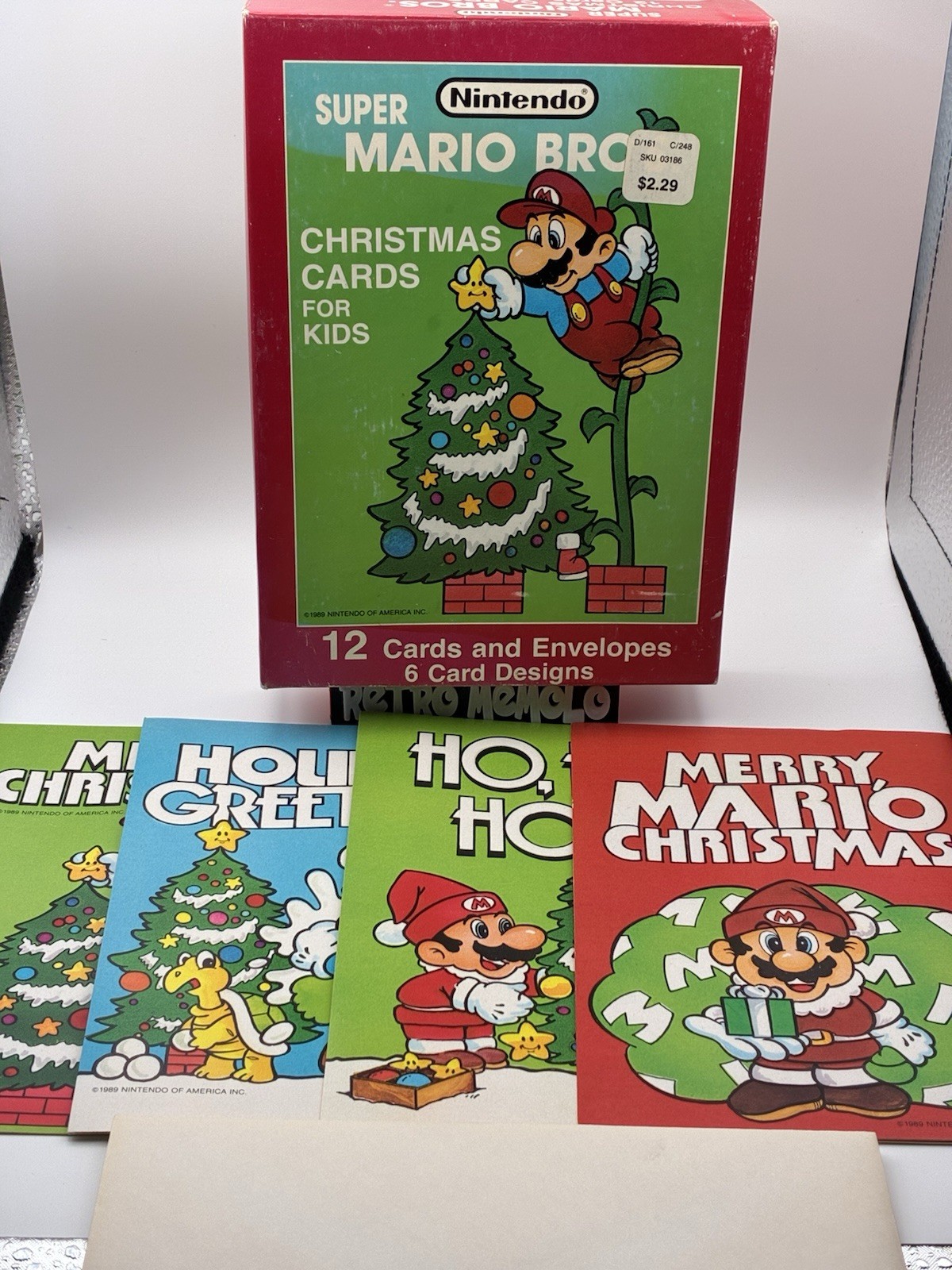 Vintage 1989 Super Mario Bros Christmas Cards 4 Cards 4 Envelopes Nintendo
