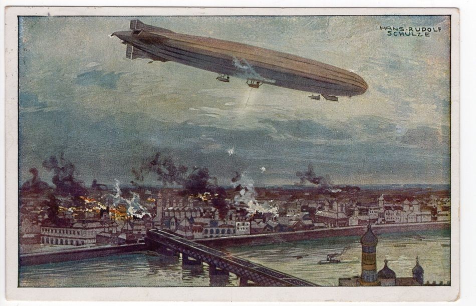 Zeppelin/ Airmail Postcard Schütte-Lanz Warsaw Bombarding Used (FA0669)