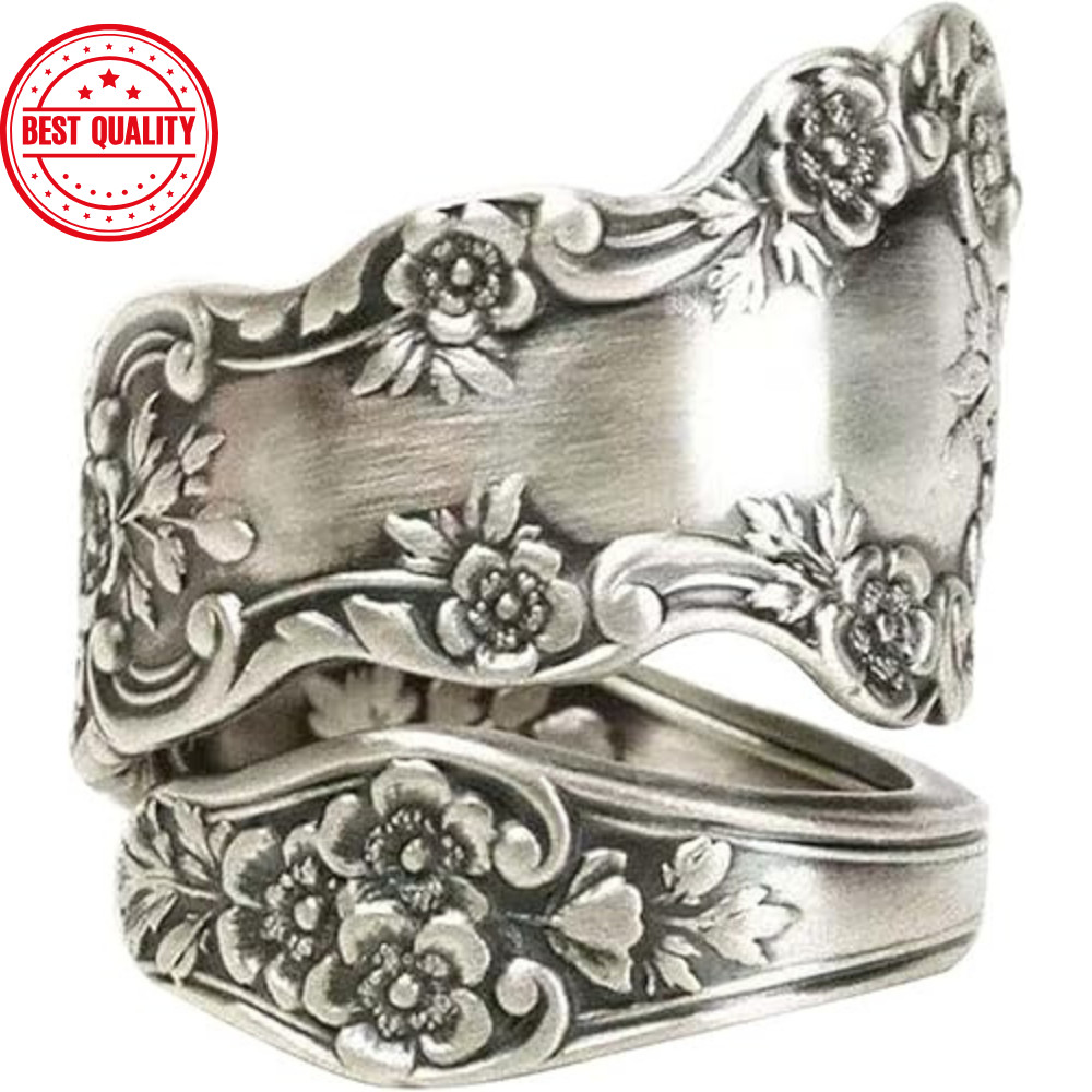 925 Sterling Silver Oxidized Spoon Ring Adjustable Jewelry Gifts for... 