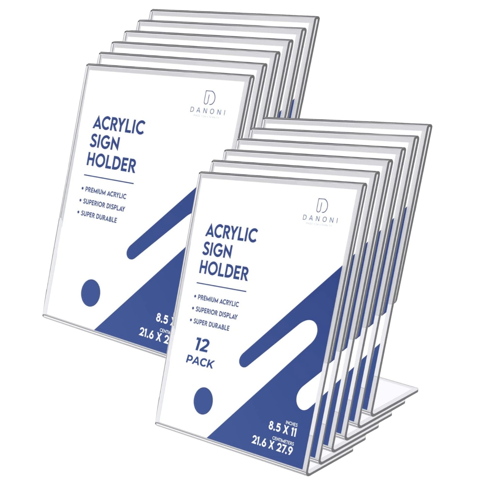 Danoni 12-Pack 8.5x11 Vertical Slant Clear Acrylic Sign Holder Brochure Display
