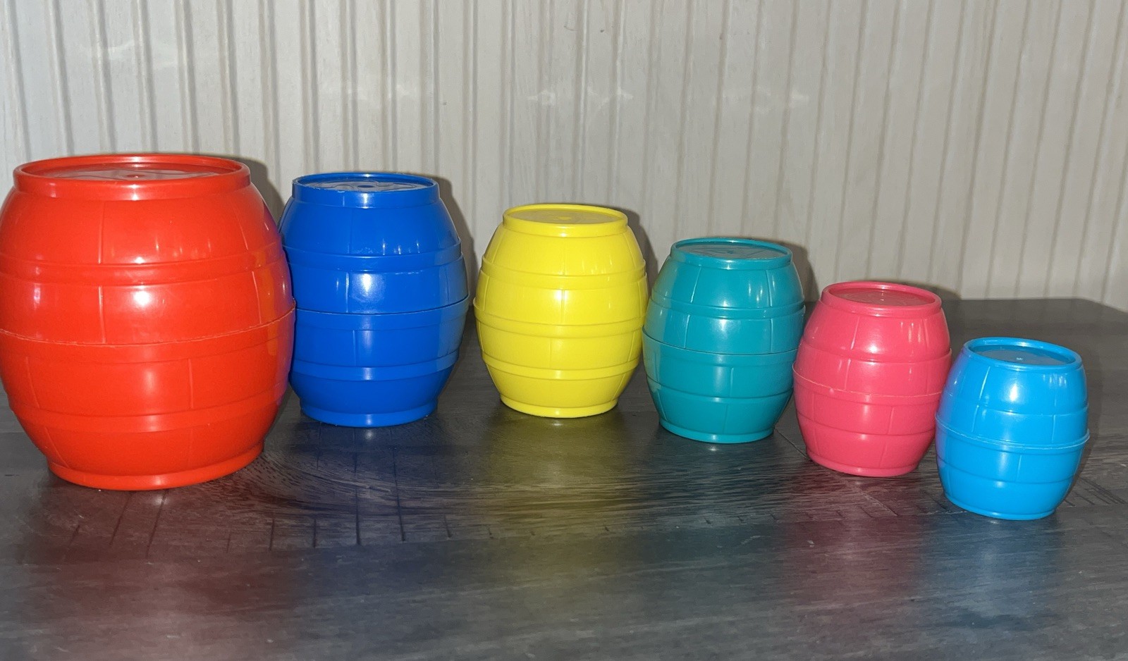 Vintage Gerber Nesting colored Stacking Cups numbered Barrels Baby Learning Toy