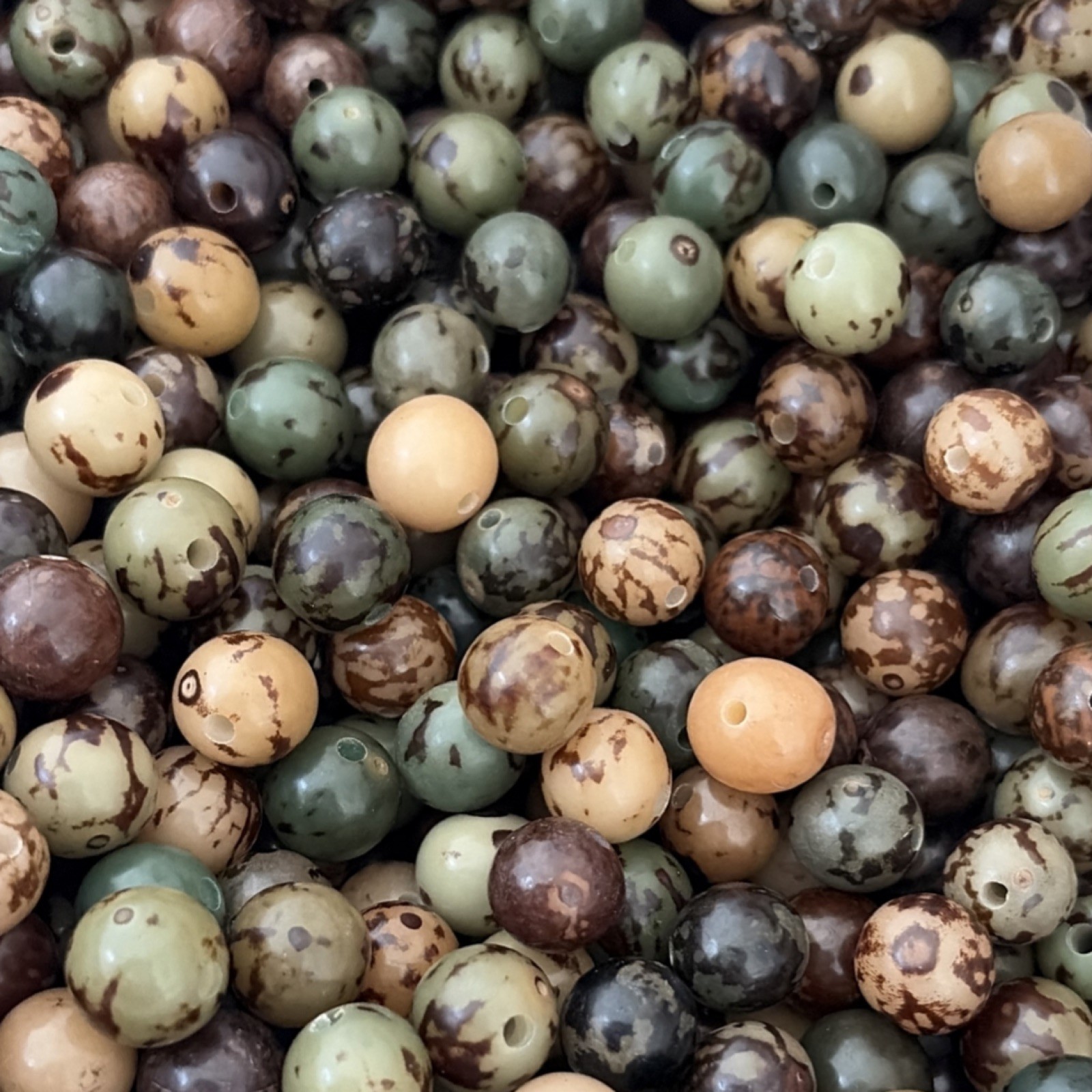 8mm Acrylic Round Spacer Beads Brown Beige Green Large Hole Jewelry Making 16pc