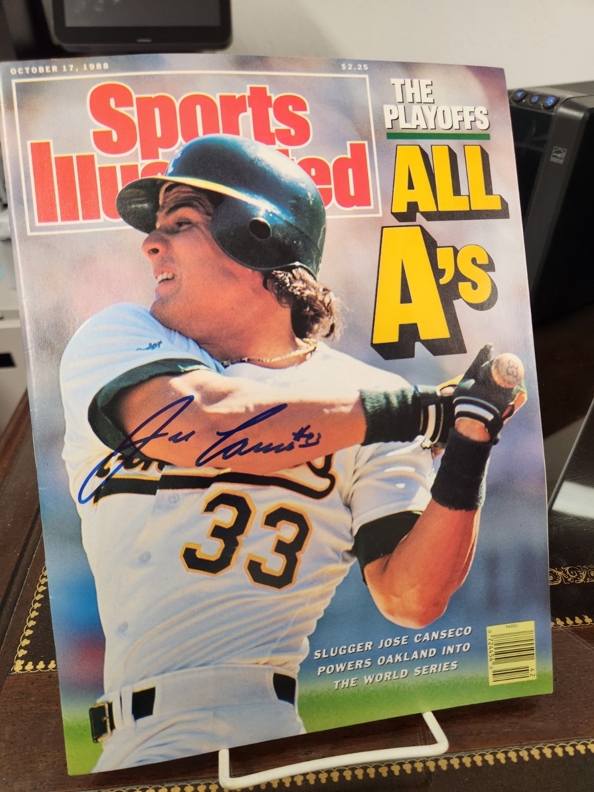 1988 Signed Sports Illustrated Jose Canseco Newsstand FC W photo proof Near Mint