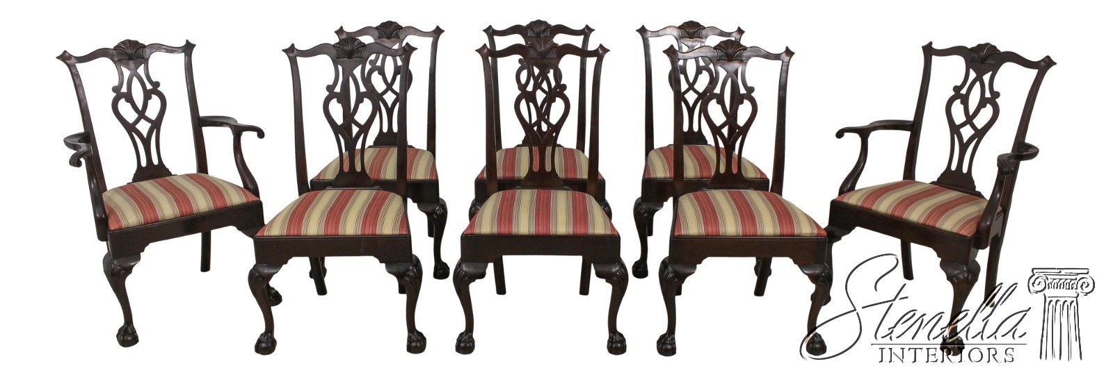 L58847: Set of 8 STICKLEY Ball & Claw Mahogany Dining Room Chairs