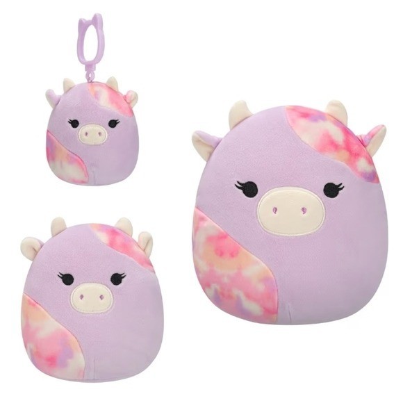 Squishmallows NWT 3 Pack Plush Toy Box Suri Sunset Cow 3.5" 5" 8" Keychain Soft