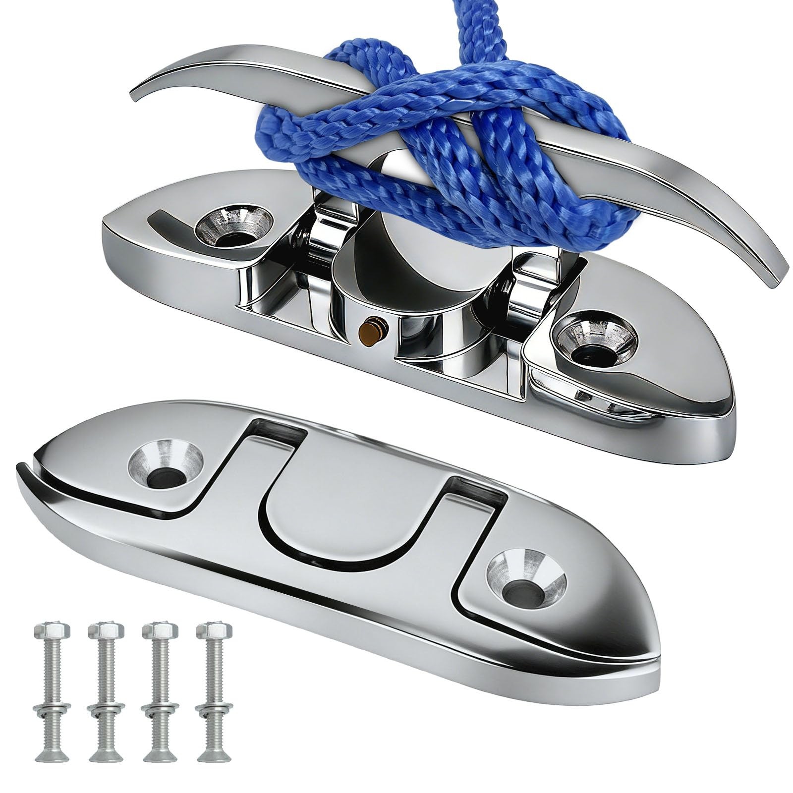 316 Stainless Steel Folding Boat Cleat 4-1/2'' Flip Up Cleats Dock 4.5 Inch P...