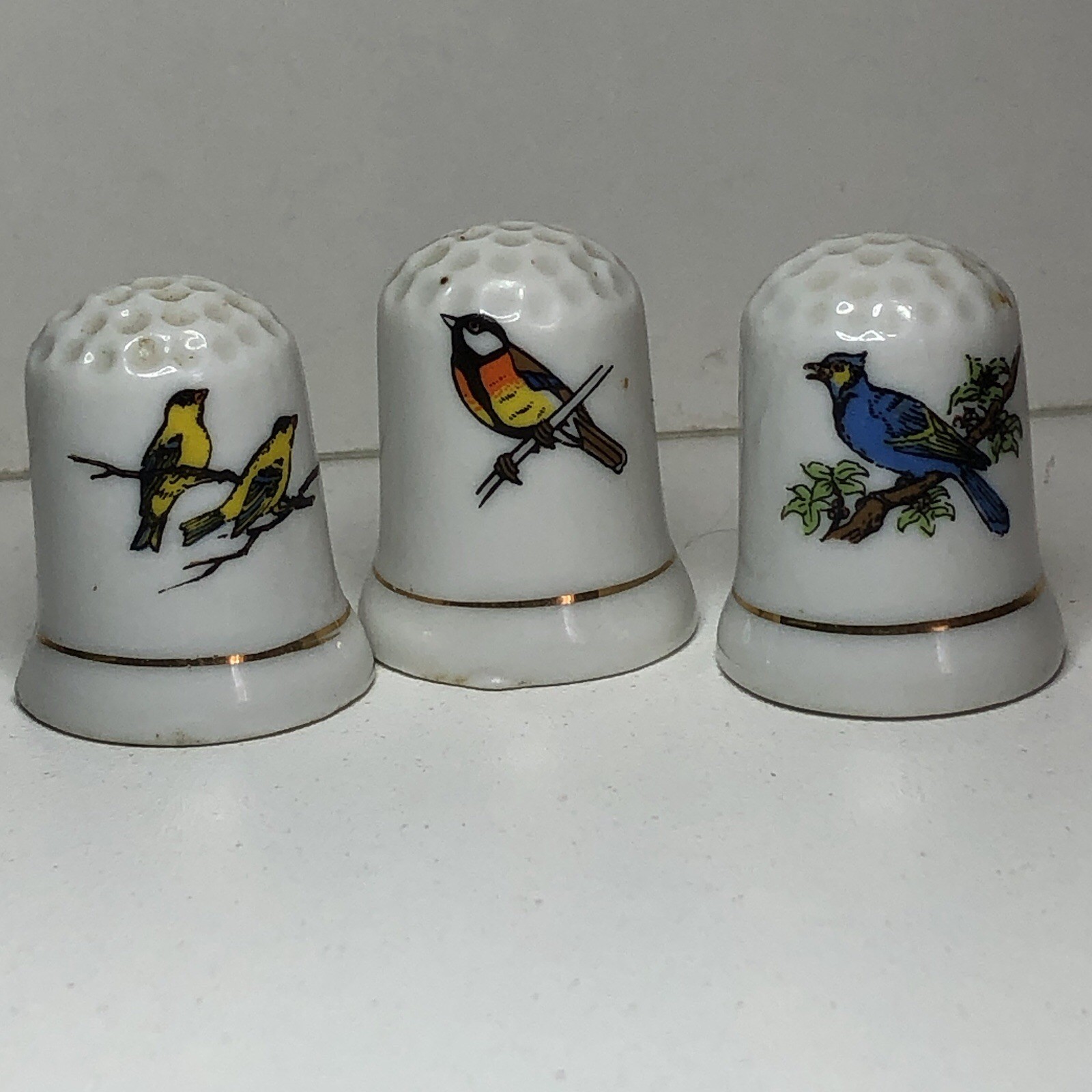 Birds Thimbles Porcelain Lot Of 3 (SD-J,T-N)