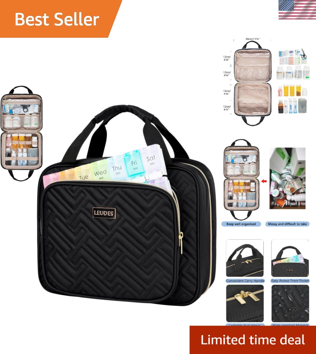 Travel Pill Bottle Organizer,Medicine Organizer and Storage,Home Medication B...