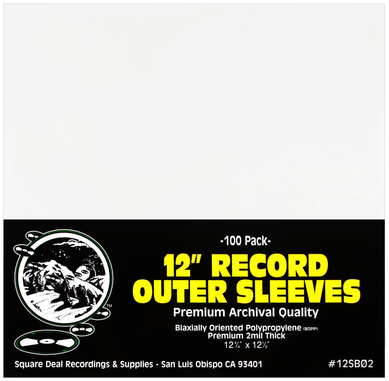 (100) 12" Record Outer Sleeves - Archival Quality, Super Clear BOPP - 