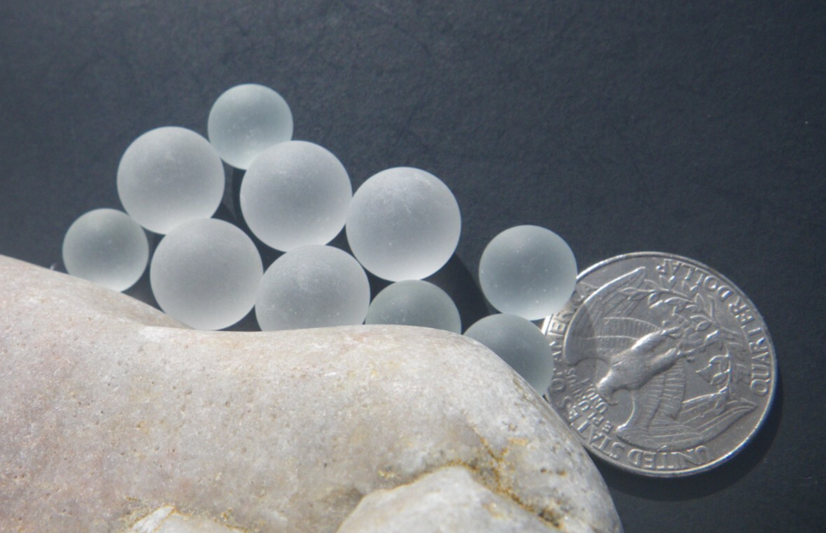 Sea Glass, Set of Marbles Two Sizes of Very Small Clear
