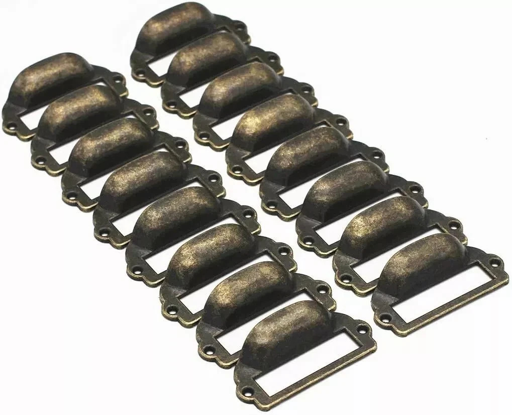 16PCS Antique Bronze Apothecary Drawer Pulls Card Catalog Drawer Pulls Card New