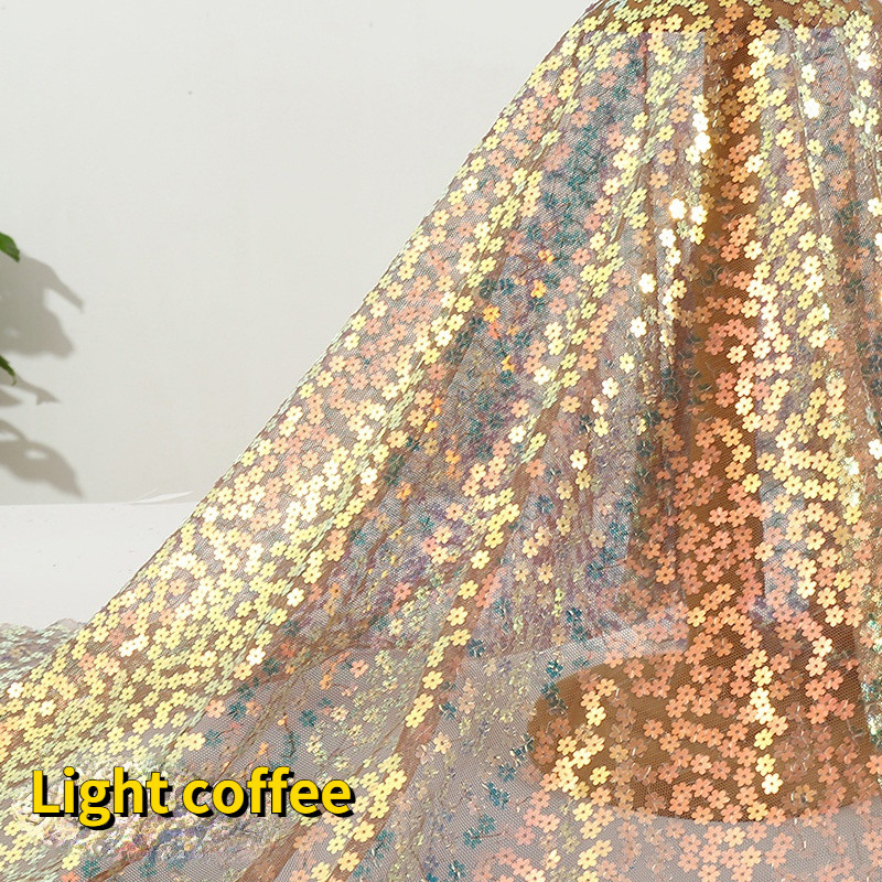 Mesh Lace Sequin Glitter Fabric Floral Tulle for Wedding Dress Costume Stage Sew