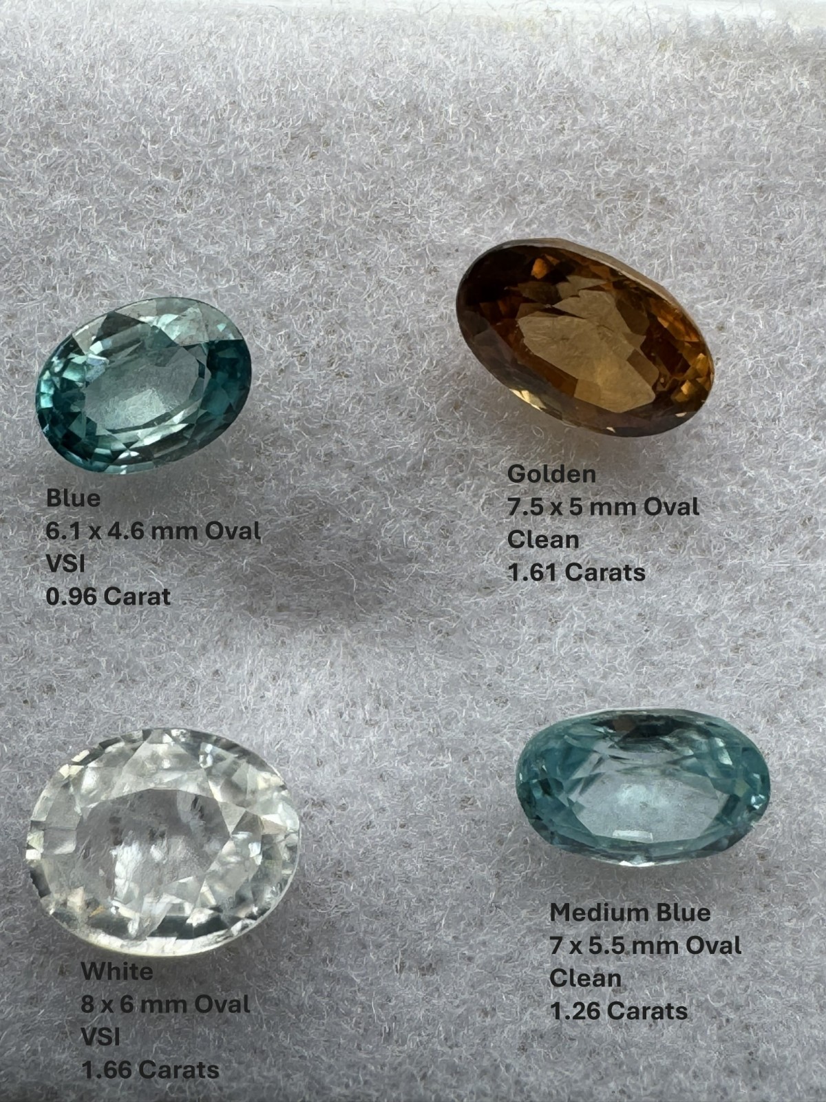ALL ZIRCONS: PRECIOUS GEMSTONE INVESTMENT LOT #23: 4 GEMS, 5.49 TCW.
