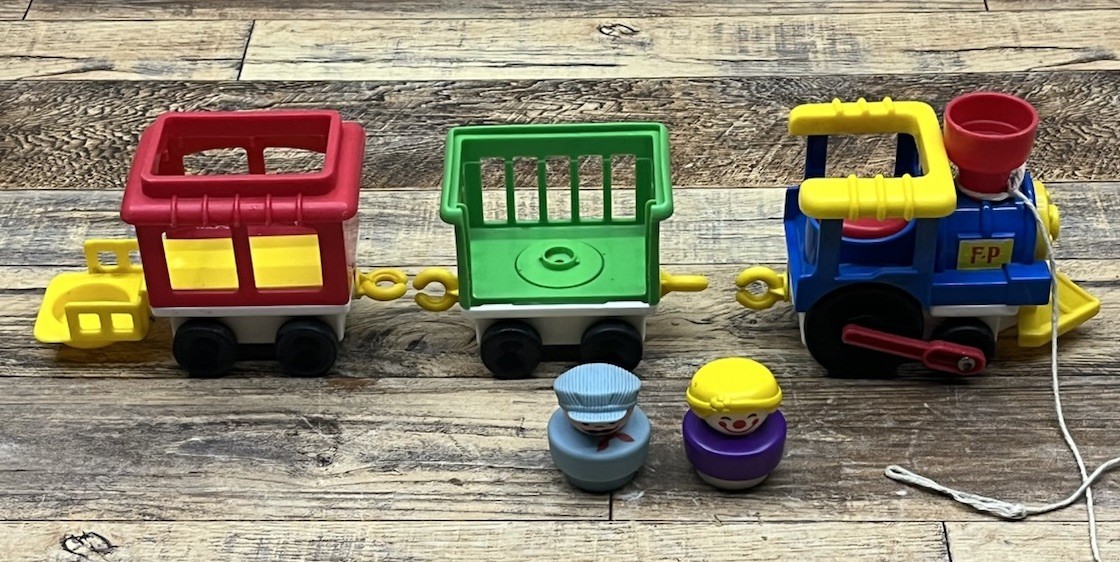 Vintage 1991 Fisher Price Little People Circus Train Set Engine & Cars 2 Figures