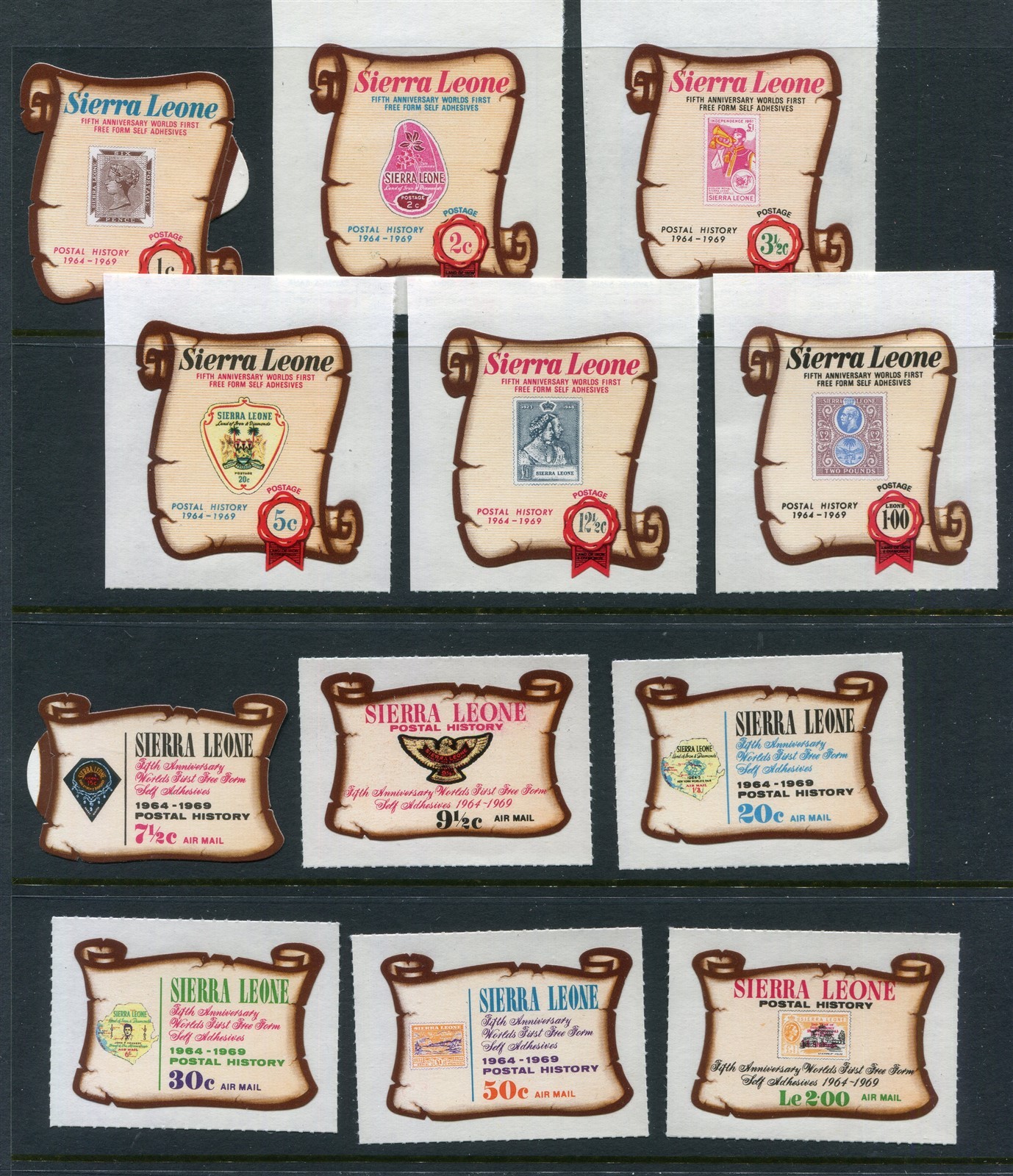 Sierra Leone #369-374 Self Stick Anniversary Complete Set [Mint Never Hinged]