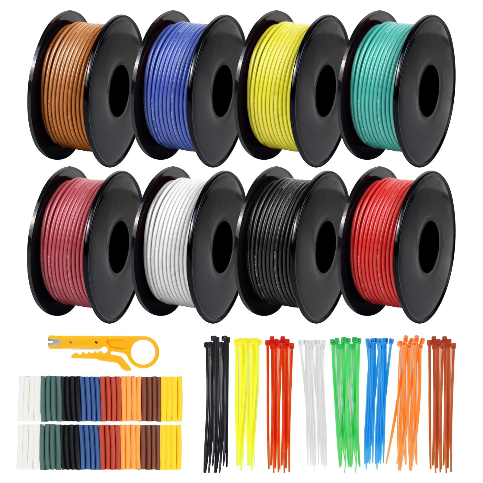DEKIEVALE 20 AWG Stranded Wire Spool 32.8ft 8 Colors Silicone Tinned Copper