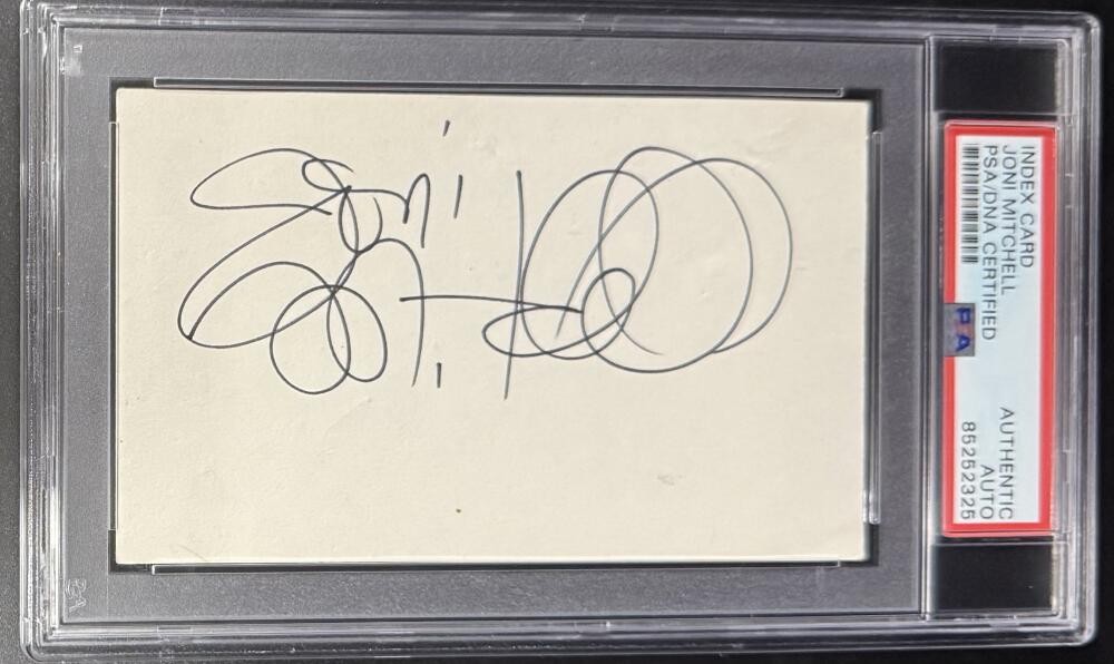 Joni Mitchell Signed Autograph PSA/DNA Slabbed Encapsulated 3x5 Card Rare COA