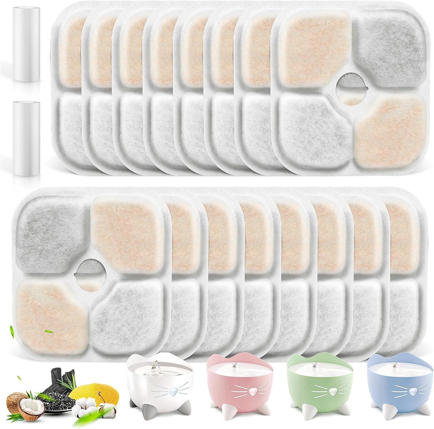 Filters Fountain 12/16 Pack for Catit PIXI Cat Drinking Pet Replacement Tripl