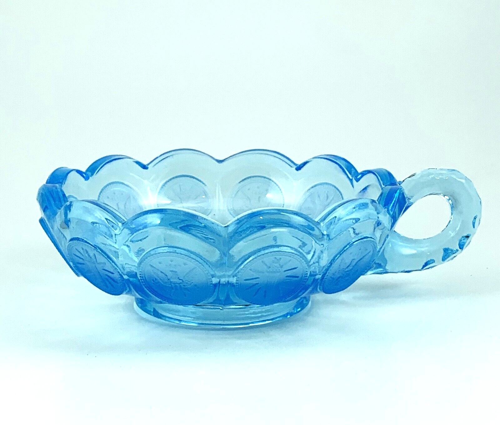 Fostoria Blue Coin Glass Candy Trinket Nappy Dish